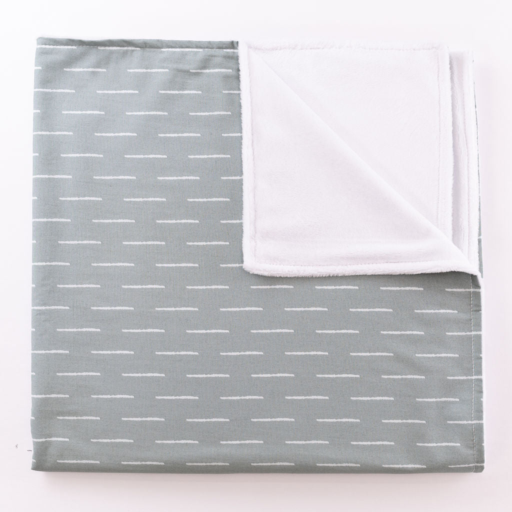 Baby Fingers in Chalk - Deluxe Nursery Bedding Set - White Dashes on Slate - Olli+Lime